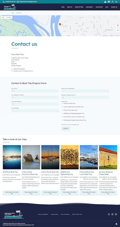 Contact us page with Google Map and custom contact form