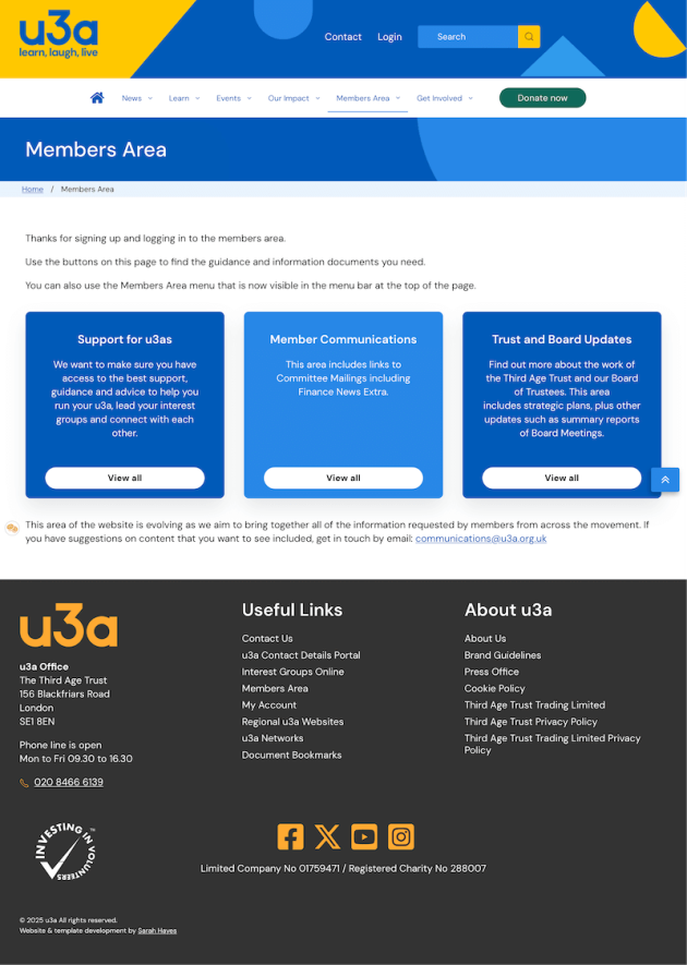 u3a Members Area