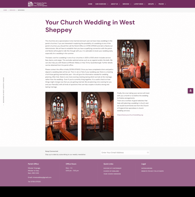 Weddings in West Sheppey Parish (desktop view)