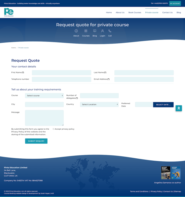 Pinta Ed request a quote form